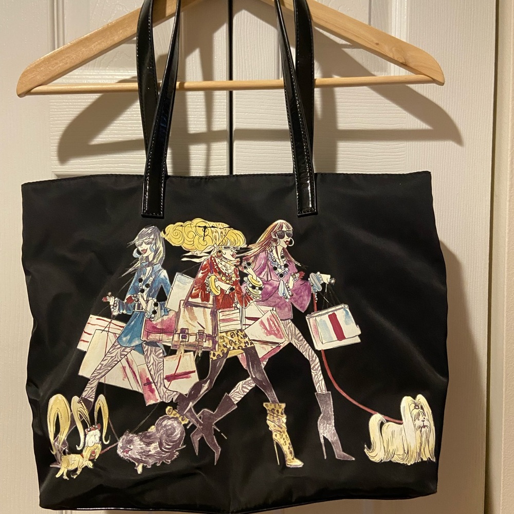Chico's Black Tote with Fashion Illustration